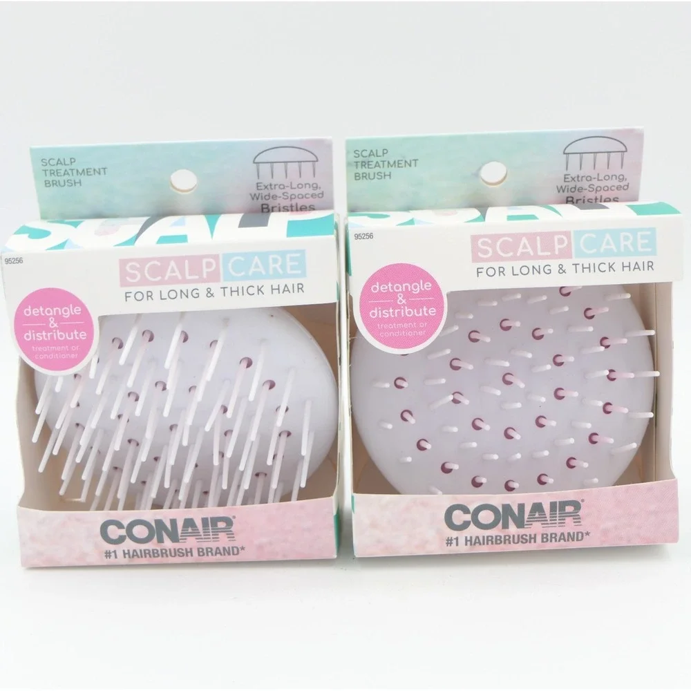 Conair Scalp Treatment Brush For Long & Thick Hair 2 Pack Detangle & Distribute